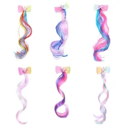 Girls Wig Accessories Unicorn Headdress For Kids Colorful Cute Hairpins Child Party Fashion Bow Hair Birthday Headband Dress Up