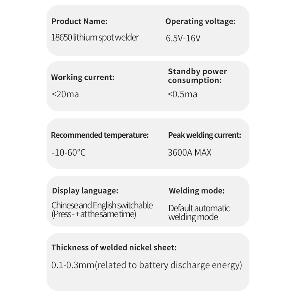 6.5V-16V 18650 리튬 전기 스폿 용접기 99 기어 조정 지원 커패시터 3 섹션 펄스 스폿 용접기 0.1-0.3mm