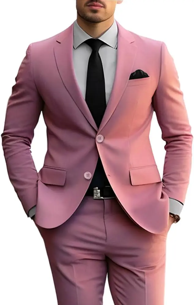 

Men's Slim Fit Suit 2 Piece Set Black Wedding and Business Suits for Men Homecoming Formal Tuxedo Jacket and Pants
