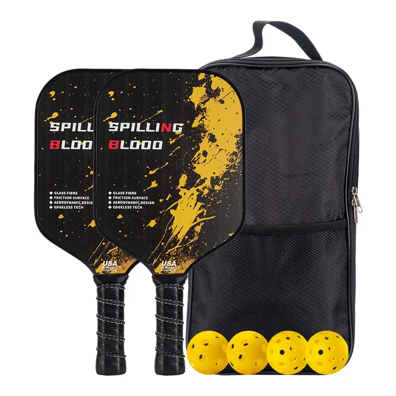 

4 Styles Thickness 13MM PP Honeycomb Core Glass Fiber Pickleball Paddle Set 2 Racket 4 Balls and Storage Bag