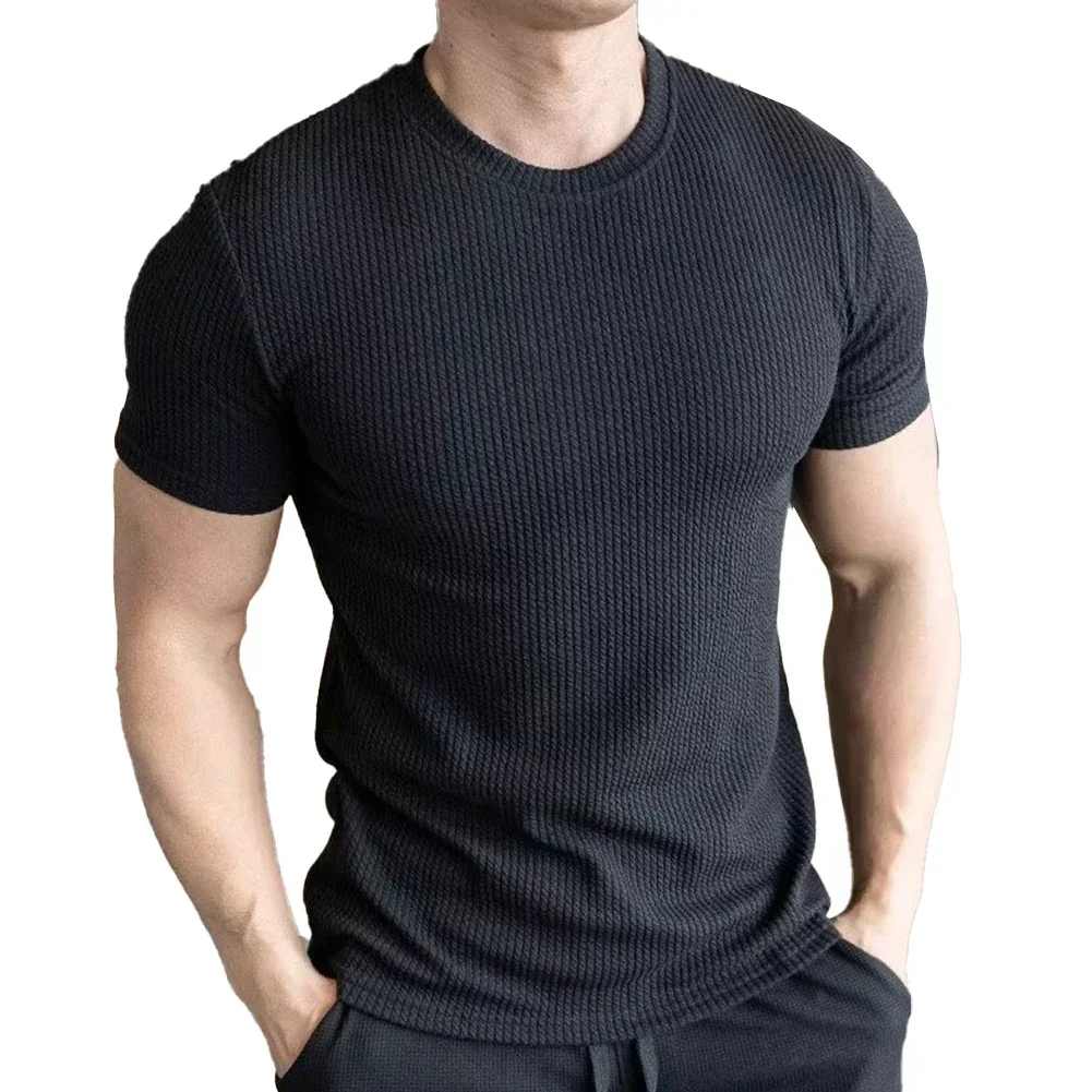 

Casual Daily Wear Outdoor Activities Slim Casual Tops Short Sleeve Tee Men Casual T-shirt Khaki Casual Fit Style