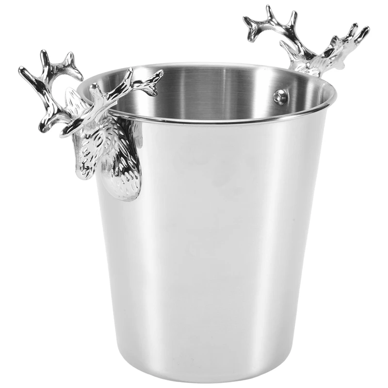 Stainless Steel Deer Head Handle,Insulated Ice Bucket,For Paties &Bar