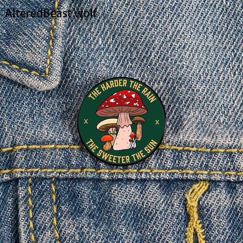 Hozier mushroom Printed Pin Custom Funny Brooches Shirt Lapel Bag Cute Badge Cartoon Cute Jewelry Gift for Lover Girl Friends