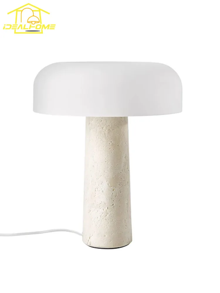 Designer Cream Wind Wabi-sabi Mushroom Desk Lights LED Marble Base Art Decorative Table Lamp Living Room Sofas Bedroom Bar Study