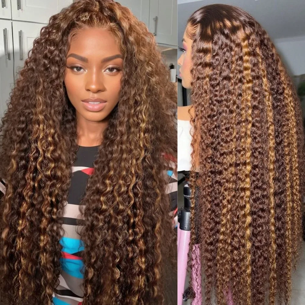 250% Density 427 Highlight Deep Wave Lace Front Wig Human Hair 13x6 13x4 HD Lace Frontal Wig Colored Ombre Brazilian Wigs