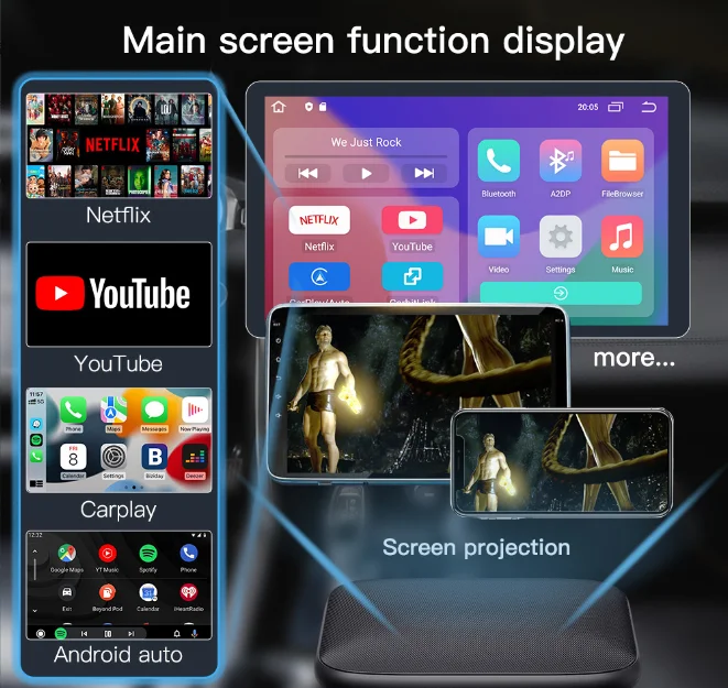 3 in 1 compatibile 2 + 8G Android 8 Carplay Box Nuova auto wireless per Carplay Android cablato Adattatore 3 in 1 per auto Android