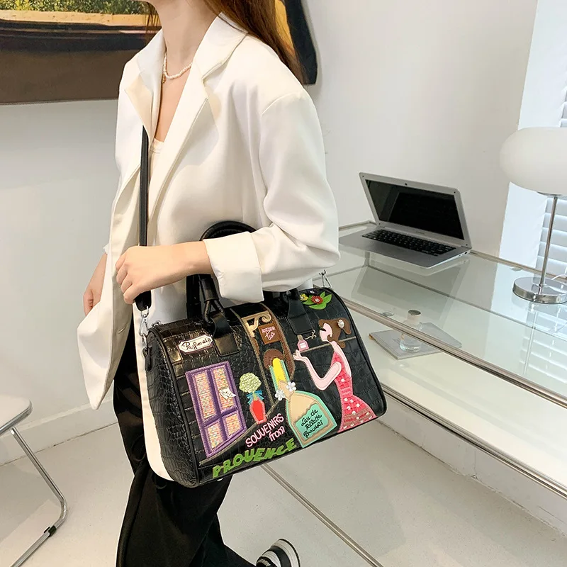 

Vintage Mexican Style Women's Shoulder Bag, Large Capacity Boston Bucket Bag, Niche Fashion Handbag for Daily & Travel