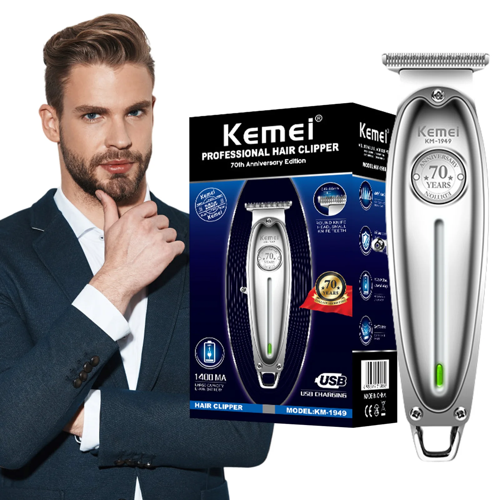 

Hairdressing Trimmer Electric Clipper Ergonomic Low Noise Electric Clipper for Father's Day Christmas Gift