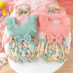 2PCS 0-4 Years Old Fashion Trend Cute And Comfortable Summer Baby Multicolor Striped Print Clear Strap Hah + Headscarf