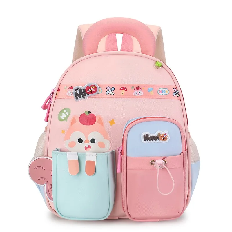 Kids School Backpack For Boys Girls Lightweight Waterproof Nylon Toddler Kindergarten Bag With Cute Cat Apple Design Children
