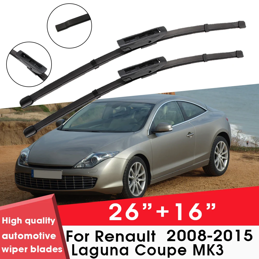 

Car Wiper Blade Blades For Renault Laguna Coupe MK3 2008-2015 26"+16" Windshield Windscreen Clean Rubber Cars Wipers Accessories