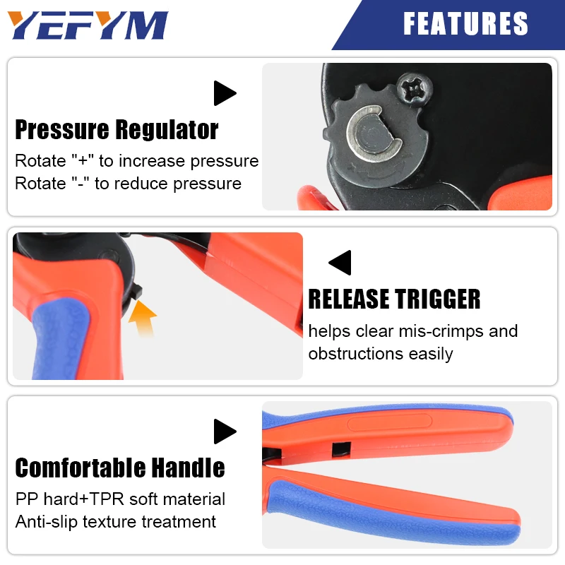 Solar Crimper Tool YM-2546B for MC2.5/4/6mm² 14-10AWG Male Female Solar Connector Wire Terminal Solar Panel PV Cable Pliers