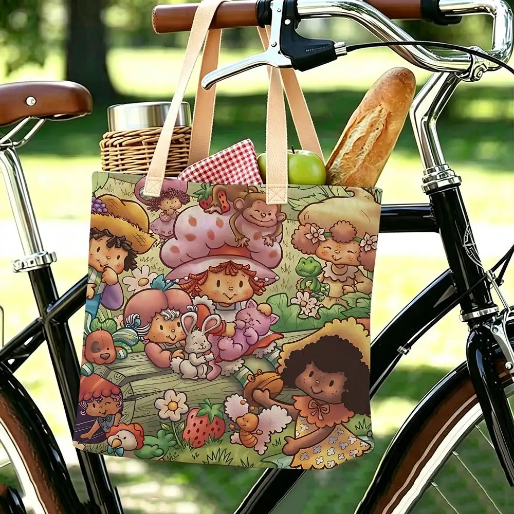 Animierte Strawberry Shortcake Tragetasche, Große Schultertasche, Damen-Freizeithandtasche für Arbeit, Schule und Einkaufen – Detail 12
