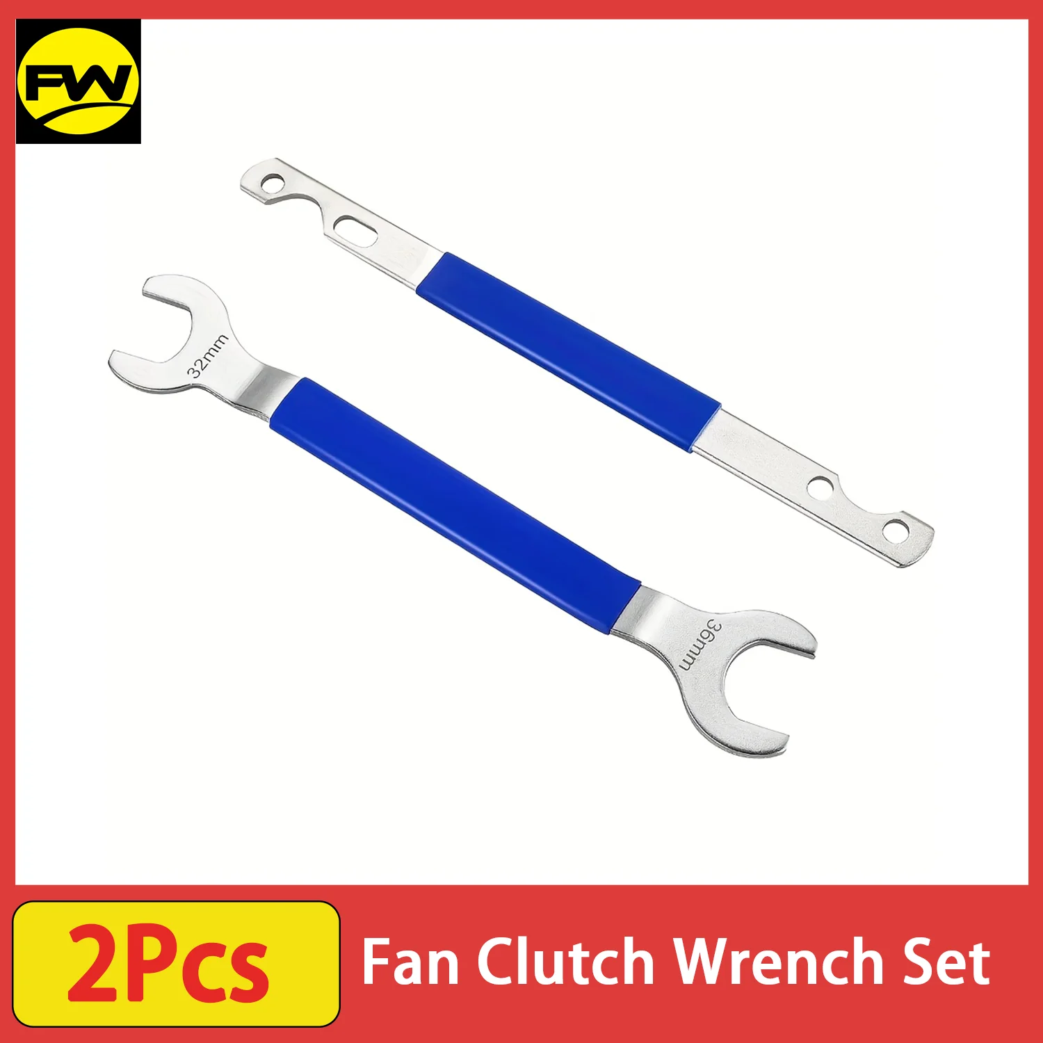 

2Pcs Fan Clutch Removal Tool Kit, 32mm & 36mm Wrench Set with Water Pump Pulley Holder for BMW, Ford, GM, dodge, Fan Clutch Tool