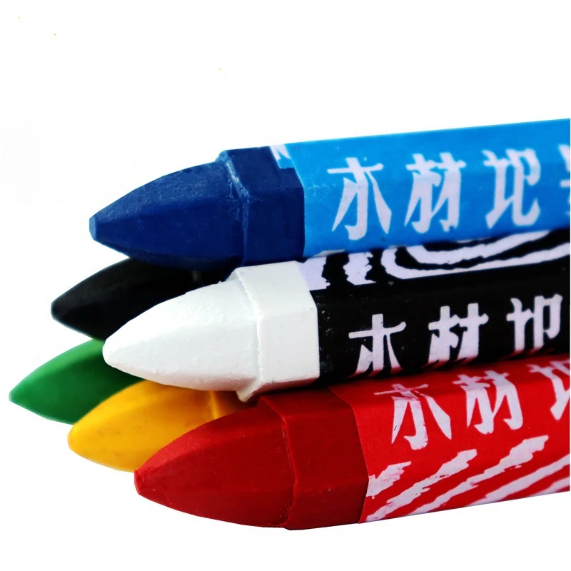 50pcs/box Wood Positioning Crayons 8 Color Markers Stone Crayons Industrial Waterproof Large Woodworking White Red Black Crayons