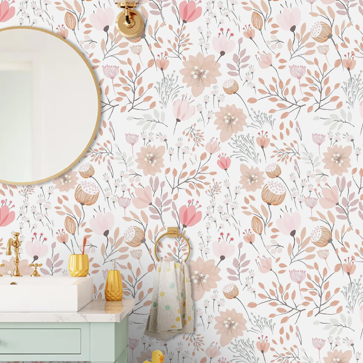 

Boho Pink Flowers Warm Elegant Fresh Wallpaper Bedroom Living Room Cabinets Door Home Decor PVC Waterproof Peel and Stick