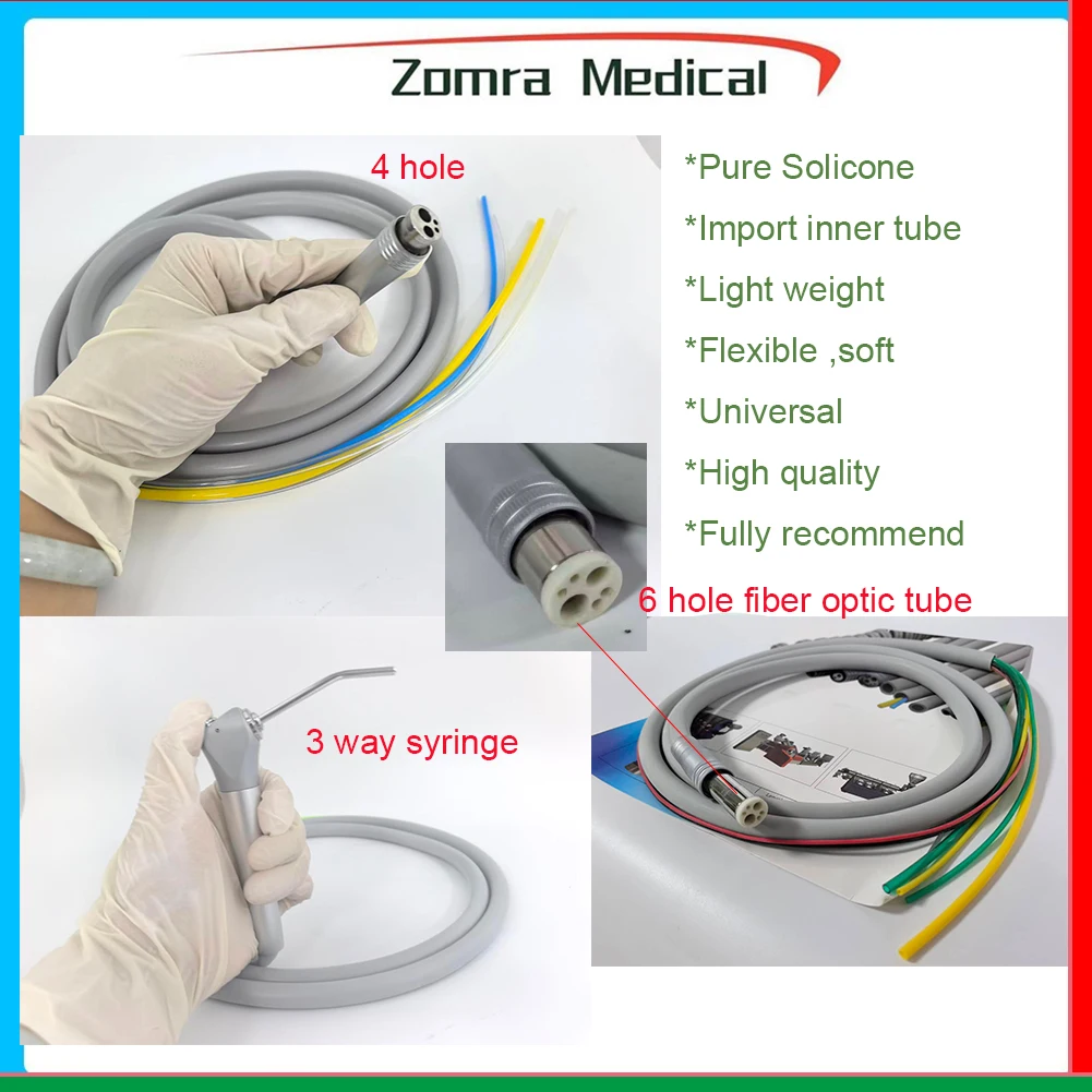 6 Hole Dental Fiber Handpiece Tubing 4/2 Hole High Speed Syringe Tube Dental Chair Parts Support OEM for Dental Equipment