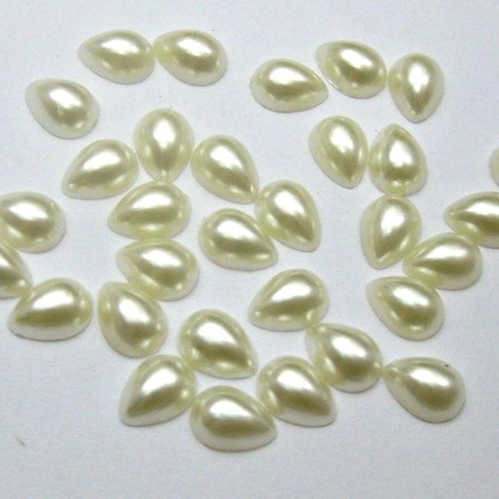 Craft DIY Ivory White Tear Drop Half Pearl Bead Flat Back Cabachons Scrapbook