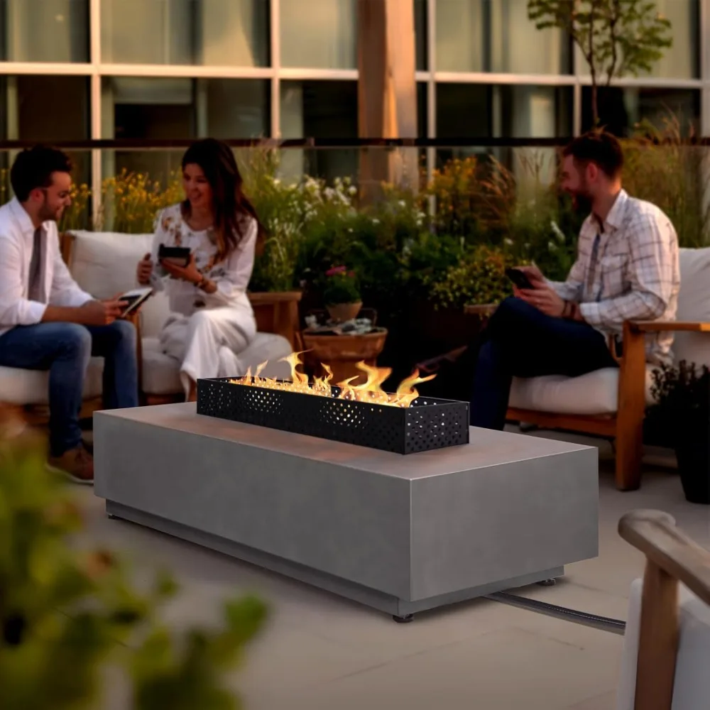 

Прямоугольный стол для костра на пропане, стол для костра 3 в 1, 50 000 БТЕ с решеткой для наружного патио, декор заднего двора