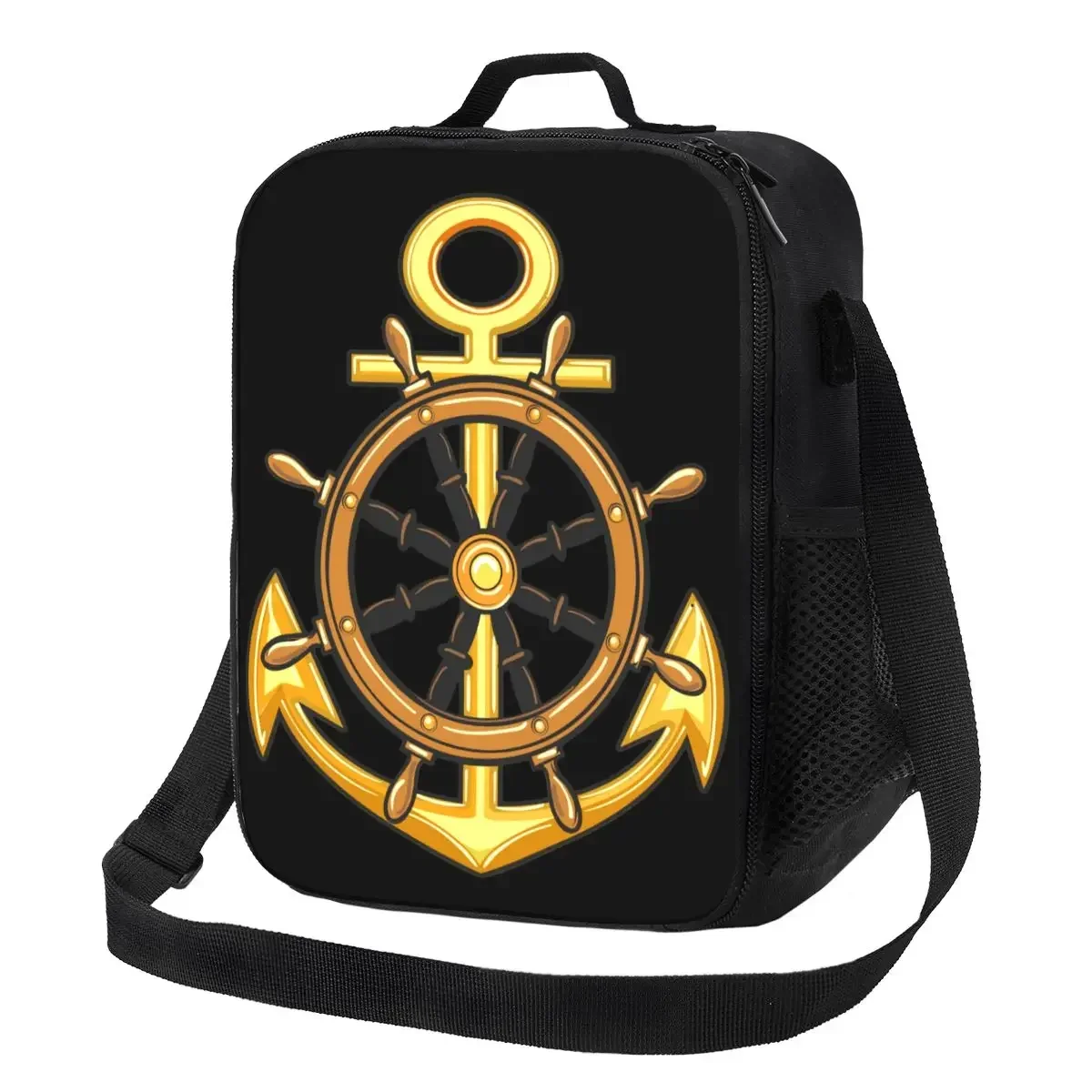 Nautical Sailor Anchor Insulated Lunch Bag for Women Thermal Cooler Lunch Box Beach Camping Travel