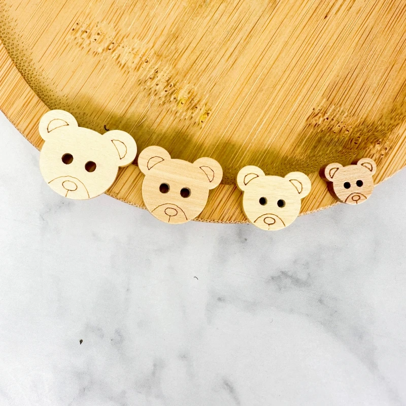50pcs Fancy Bear 2 Holes Wood Sewing Buttons Wooden Button Clothes Decorative Children's Garment Sewing Scrapbooking DIY - view 2