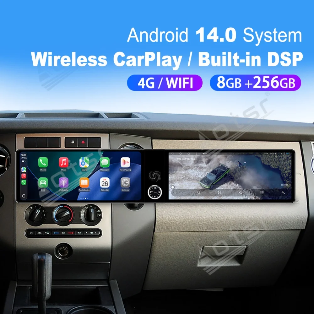 

12.3-дюймовый двухэкранный мультимедийный автомобильный GPS-навигатор Qualcomm Carplay Android для Ford Expedition 2007~2014, автомагнитола