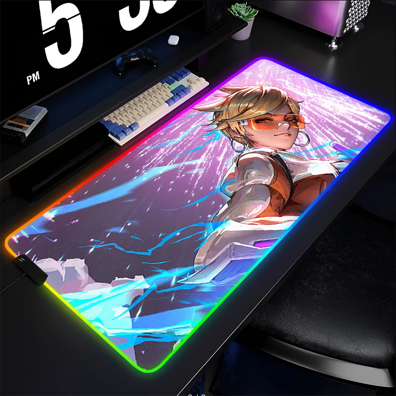RGB Computer Varmilo Keyboard Pad LED Mouse Pad Anime Gaming Accessories Table Gamer Carpet Overwatch Tracer Desk Mat Mousepad