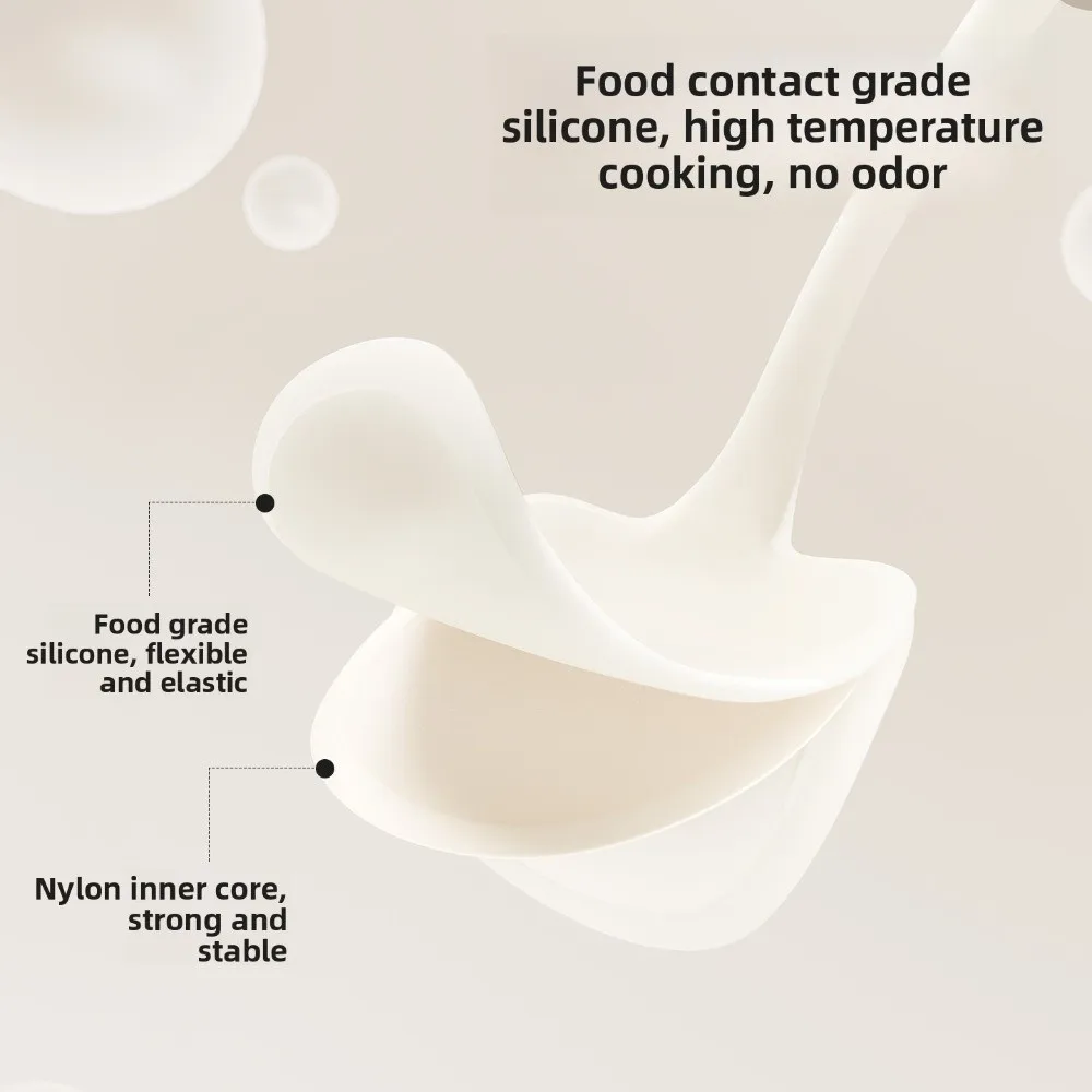 2in1 Kitchen Stir Fry Spoon Silicone Material Long Handle Cooking Spoon Non-Stick Multifunctional Frying Spatula Kitchen Tools