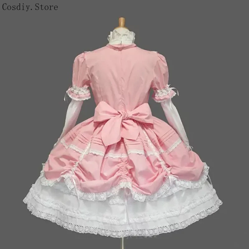 Robe tablier en dentelle de coton Lolita pour femmes, costume de femme de chambre d'Halloween, tenue gothique Anime, jolie princesse Sweet Op pour filles, RZ9980