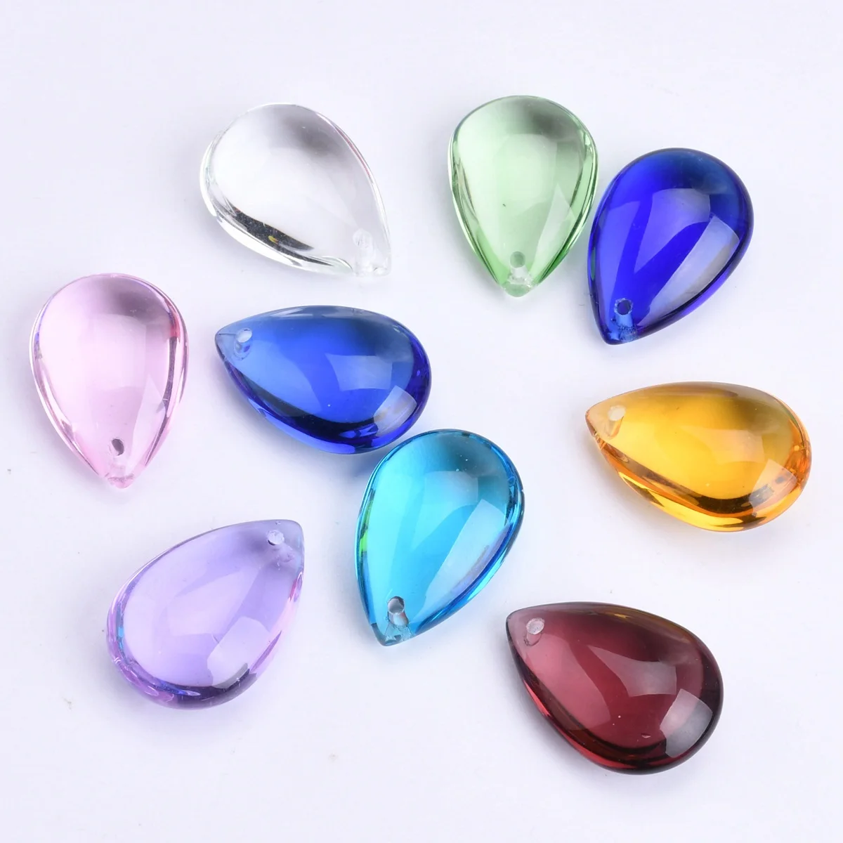 5pcs Teardrop Shape 27x19mm Crystal Glass Loose Pendant Beads For Jewelry Making DIY Curtain Findings