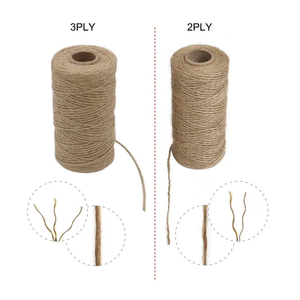 2 pièces X 333 pieds 2Mm 3 plis ficelle de Jute, paquet attaché avec ficelle, jardin d'enroulement marron naturel, cadeau, corde artisanale-BEAU