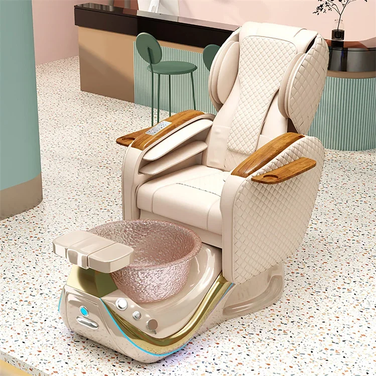 Kursi pedikur, kelas tinggi mewah Modern PU kulit pedikur kursi Salon Furniture Spa pijat pedikur kursi dengan mangkuk kaca