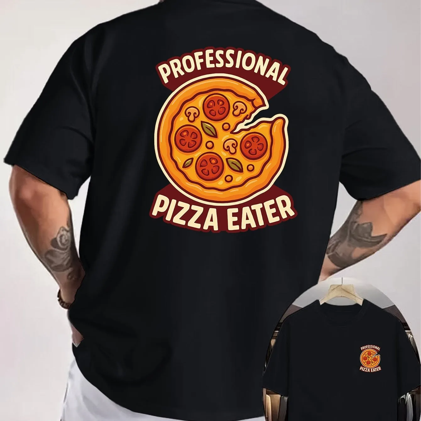 Professional Pizza Eater Graphic Tee Funny Food Lover Short Sleeve T-Shirt Casual Cotton