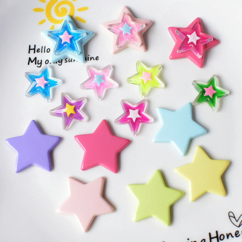 20Pcs Cute Five Pointed Star Resin Accessories Child Hairpin Jewelry Decor Patch DIY Scrapbooking Supplies Phone Flat Back Decal