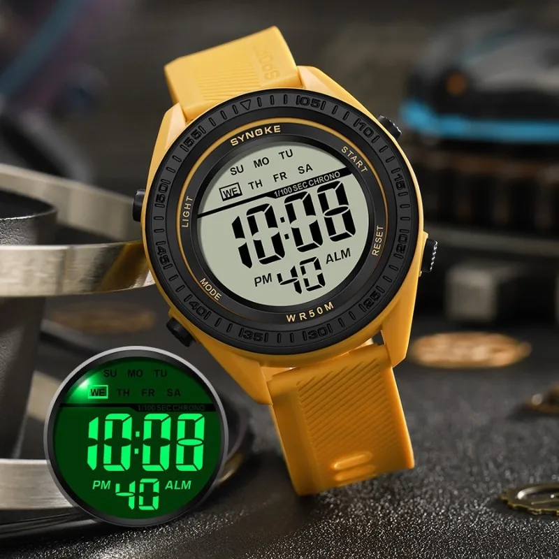 Outdoor Sport Uhr Männer Alarm Chrono Uhr 5Bar Wasserdicht Militär Uhren Led-anzeige Schock Digital Uhr Dünne Synoke Design