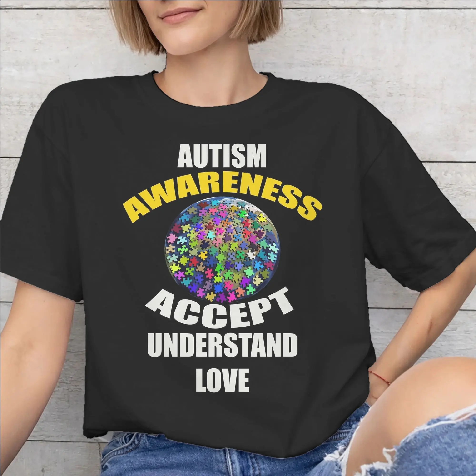 Autism Awareness Respect Love Support  Printed T Shirts for Men Women  Pure Cotton  Tee Shirt Clothing