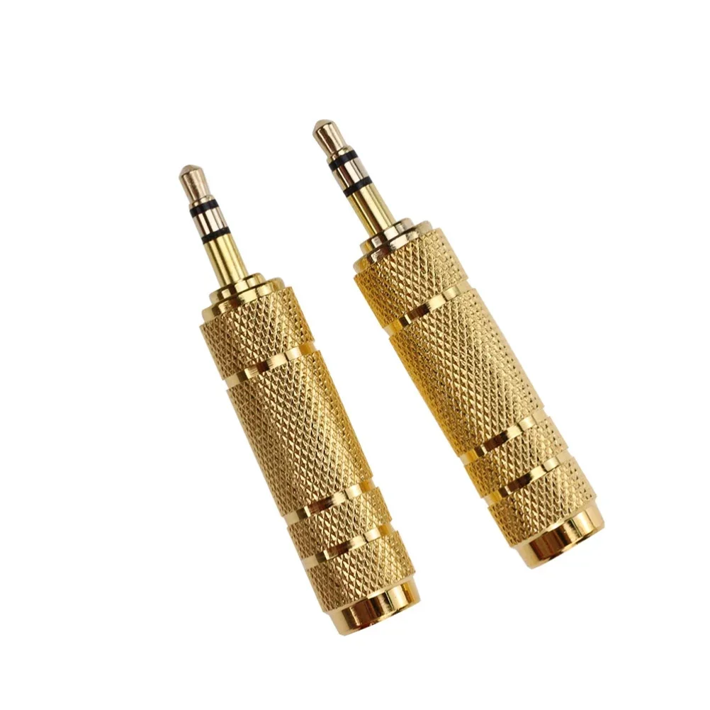 Gold Jack 3.5mm Male to 6.35mm Female Audio Adapter Amplifier Aux Converter Headphone Connector