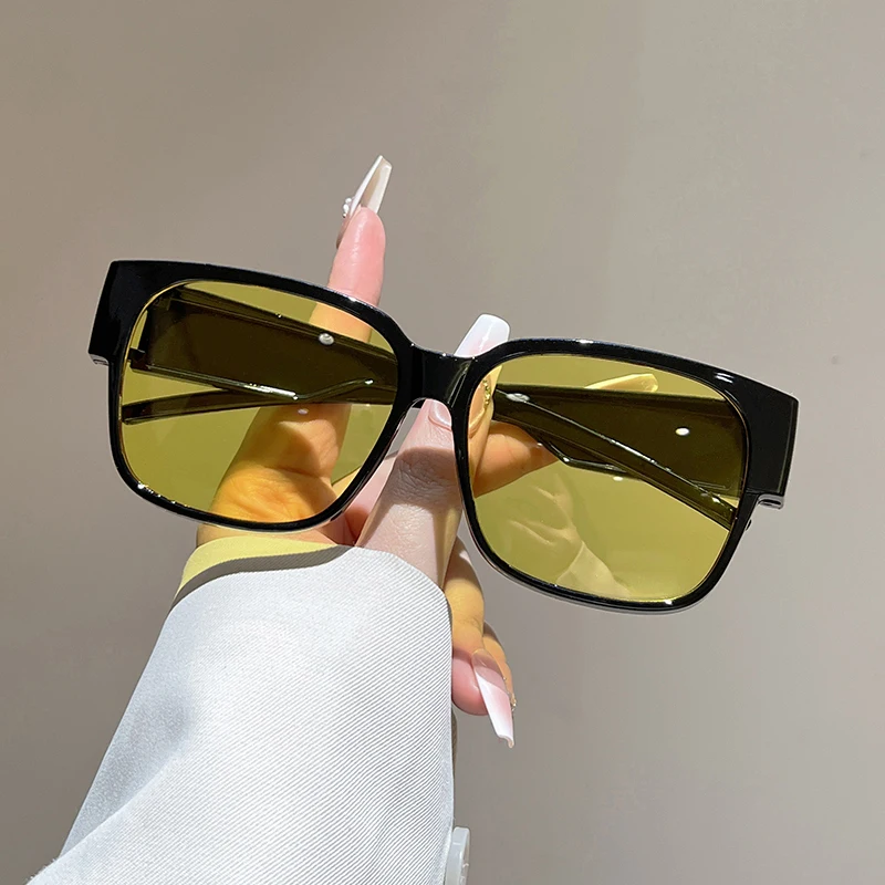 KAMMPT Übergroße Quadratische Sonnenbrille für Herren Mode Vintage Koreanischer Stil Outdoor-Brillen für Damen Trendige Luxusmarken-Design Sonnenbrillen