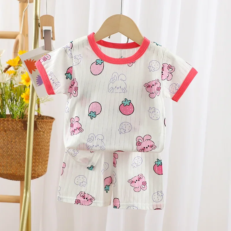 T-shirts Baby Clothes New Summer Children's Clothing  Children's Short Sleeved Shorts Suit Boys Girls Cotton