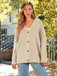 Howal Sweaters for Women Oversized Cardigan V Neck Knit Sweater Winter Ladies Tops