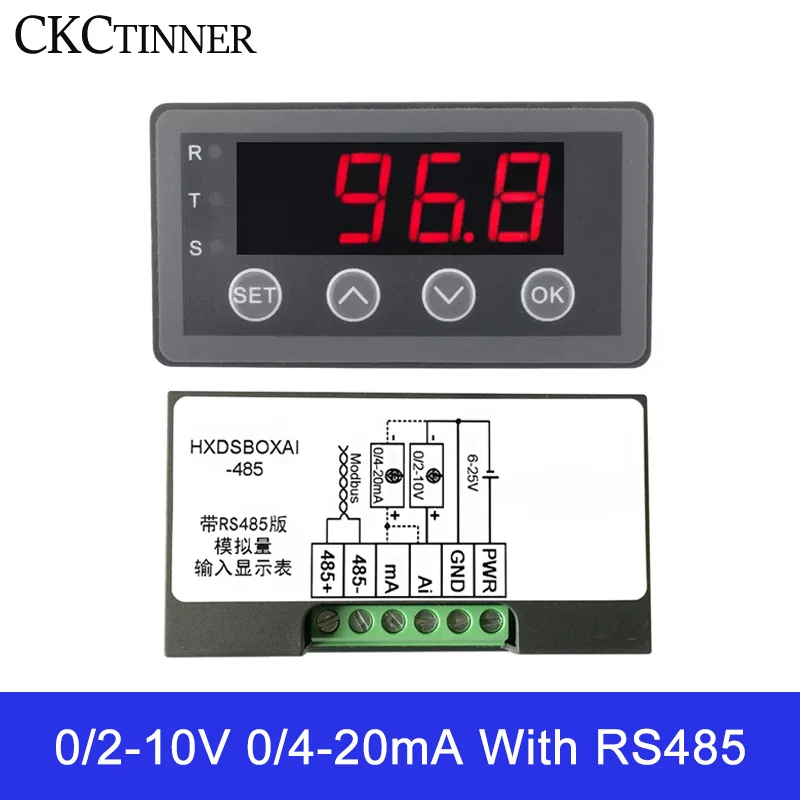 DC 0/2-10V 0/4-20mA Analog Input Display Meter  Digital Display Meter Table HXDSBOXAI-NR/485/RL Version Analog Meter