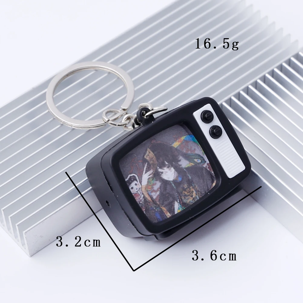 Horror Anime Theme Tv Keychain Pressing Glowing Screen Flashing Customizable Pattern Pendant Bag Charm Car Key Chain Wholesale