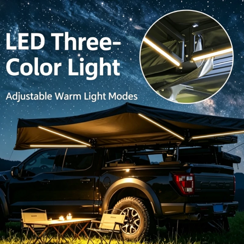 Outdoor thickened sunscreen car awning LED multi-functional toning tent camping canopy side tent fast portable use