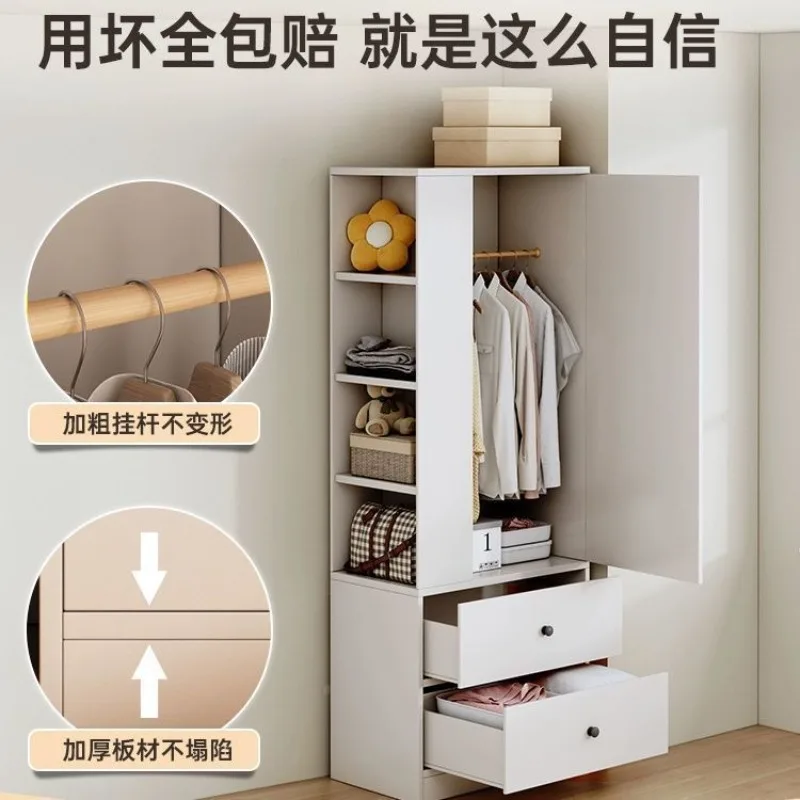 

Wardrobe Home Bedroom 2024 New Simple Assembly Sliding Door Hanging Wardrobe Small Single Wardrobe for Rental Room
