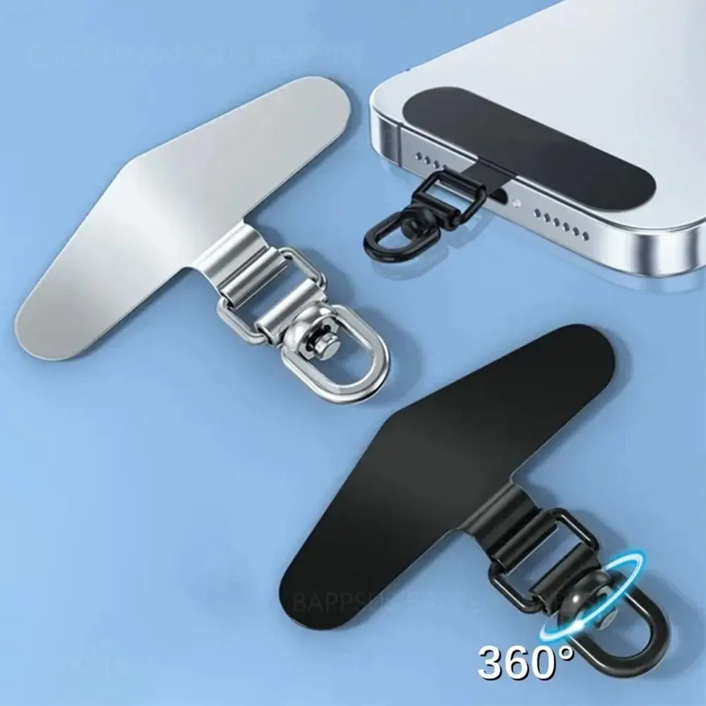 

Universal 360° Rotatable Stainless Steel Phone Lanyard Clip Patch Ultra Thin Phone Case Hanging Rope Cellphone Anti-lost Strap