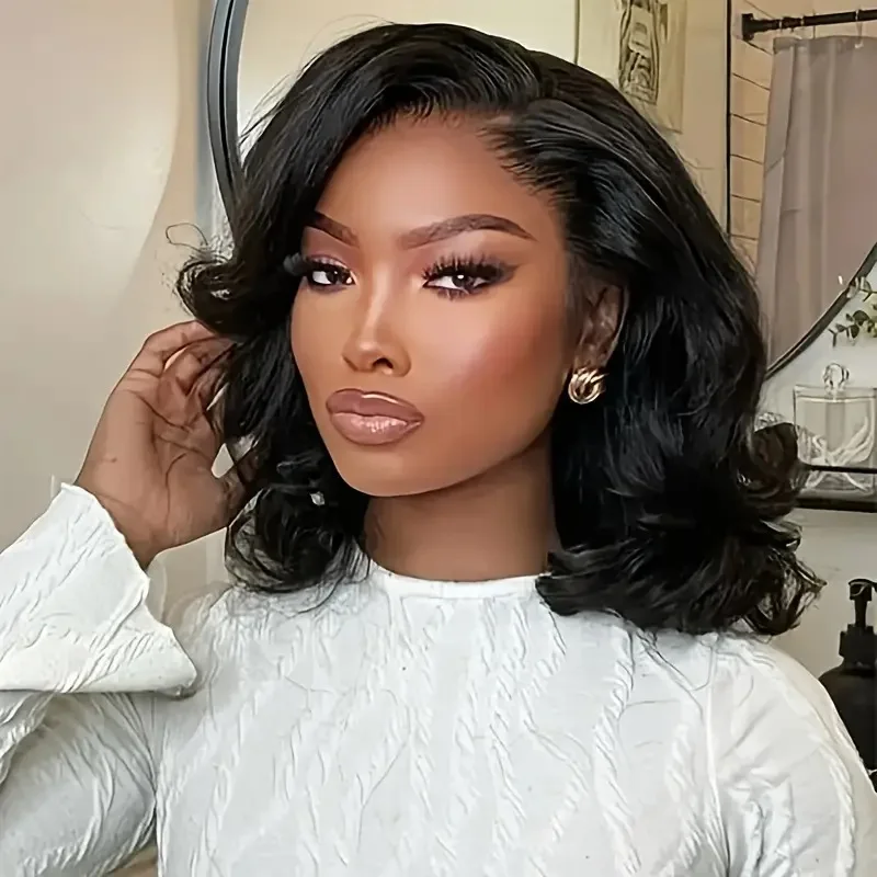 

Bouncy Curly Bob Style 5x5 Transparent Lace Closure Human Hair Short Egg Curl Wave Wigs