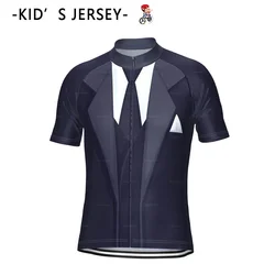 Raudax New Cute Kid's Suit and Tie Short Sleeve Breathable Cycling Jersey Soft Breathable Summer Bicycle Child Cycling Clothing