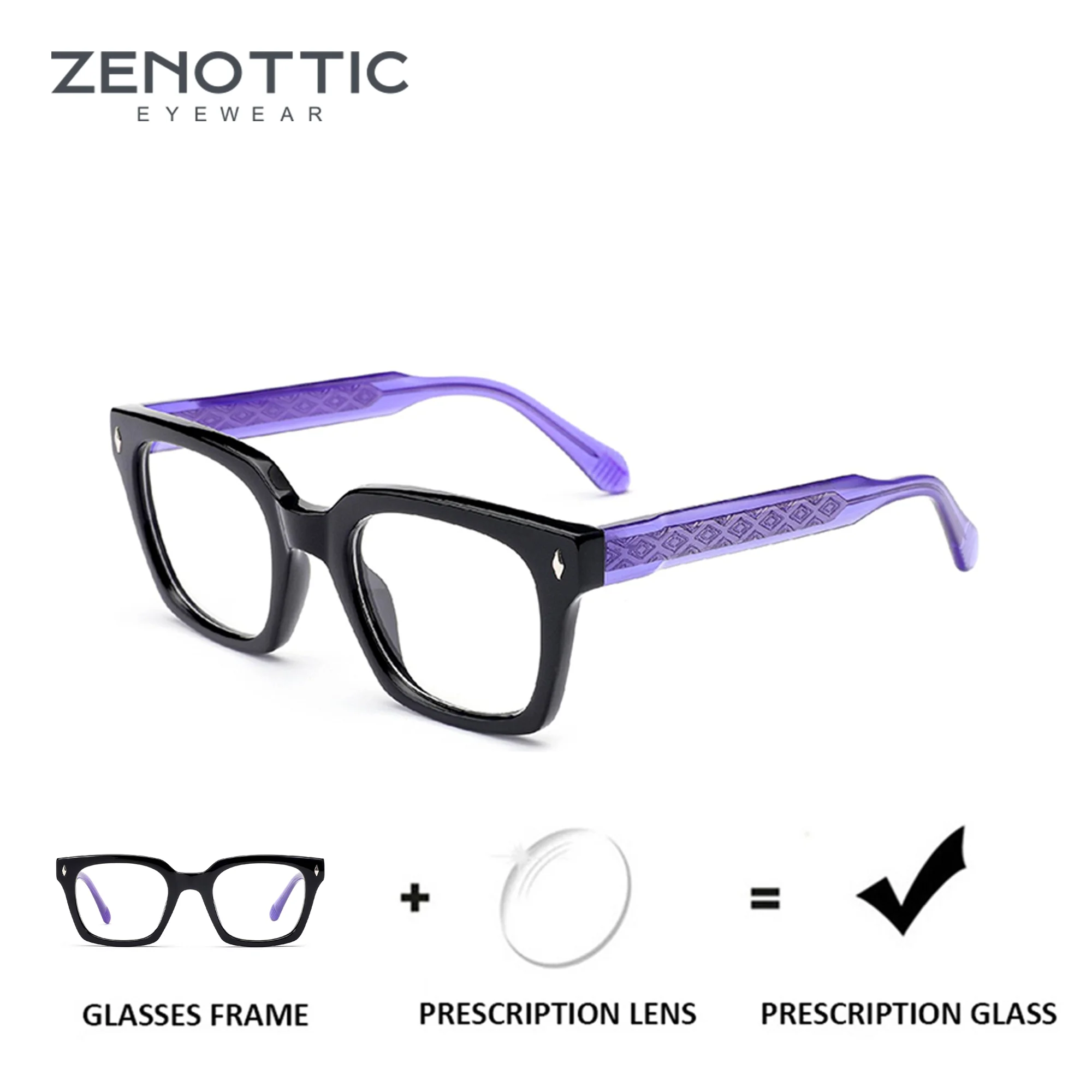 

ZENOTTIC Women Butterfly Glasses Acetate Frame Prescription Lenses Fashion Eyewear Myopia Photochromic