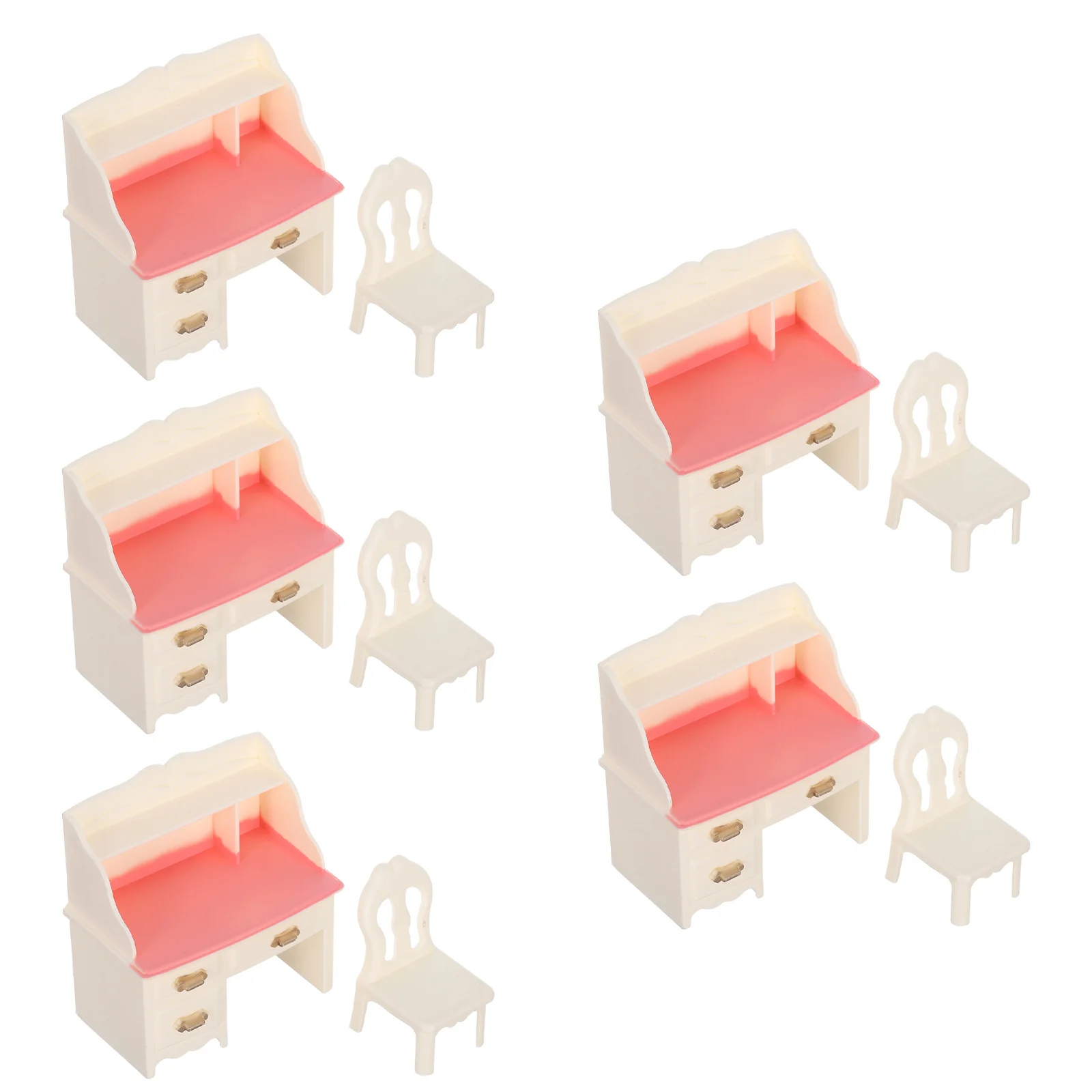 5 مجموعات من طاولات وكرسي أثاث المكاتب المصغرة، تصميم حديث لتزيين مشهد المنزل الصغير، لعب الأدوار الإبداعية