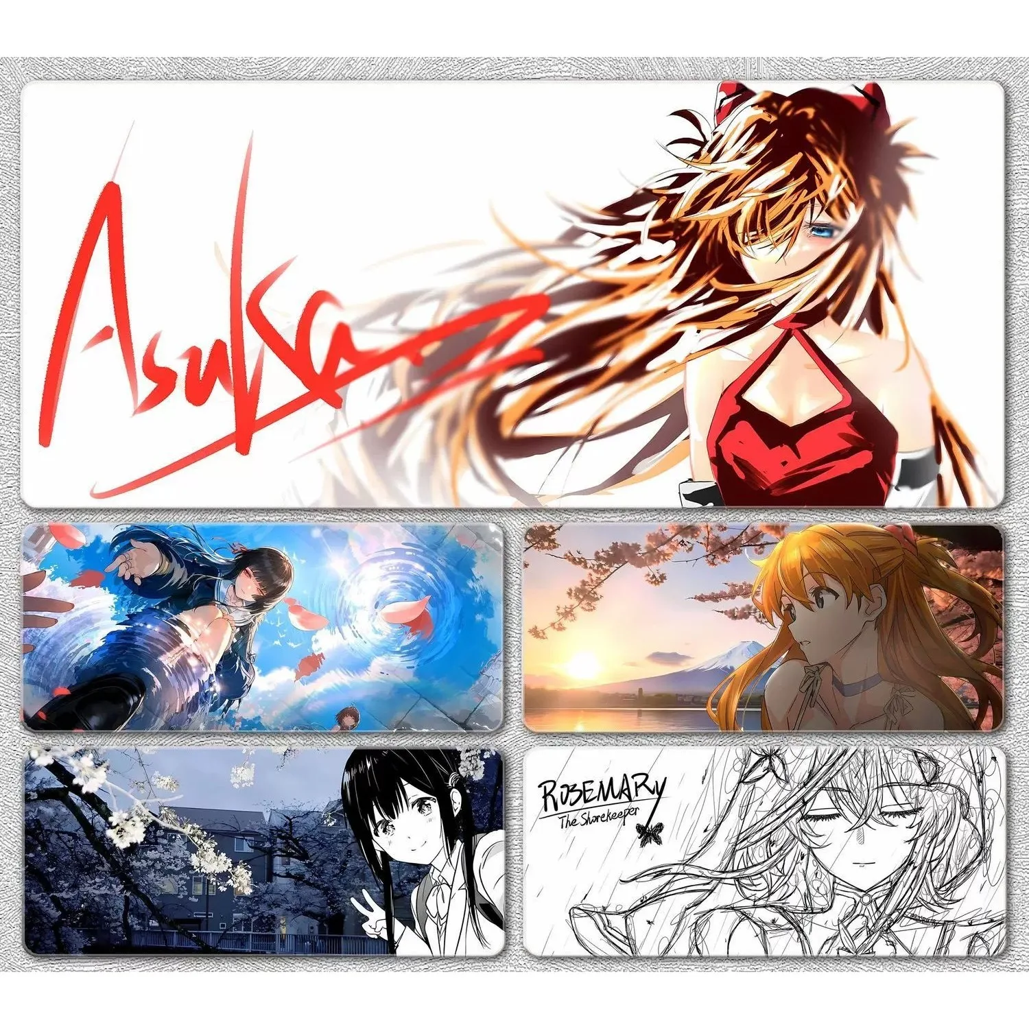 Anime Character Large Mouse Pad Asuka Ayanami Rei E-sports Game Computer Keyboard Dormitory Non-slip Table Mat Peripherals